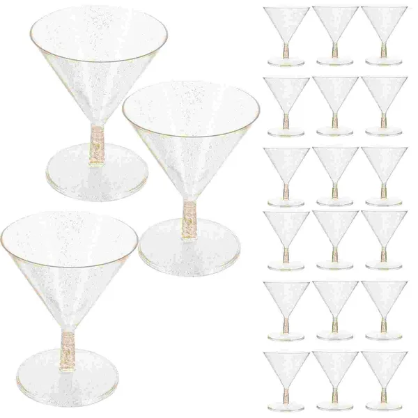 Copas descartáveis palhas 20 pcs bebendo taça de taça de galhes de festas de uísques de sorvete de gama de vidro de glass de roupas de vidro em casa plástica de champanhe multiuso