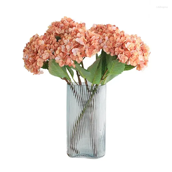 Dekorative Blumen 1 PCs 57 cm Einzelstamm Künstliche Hydrangea Blume mit Blättern Home Decor Hochzeit Tischzimmer Dekoration Geschenk F801