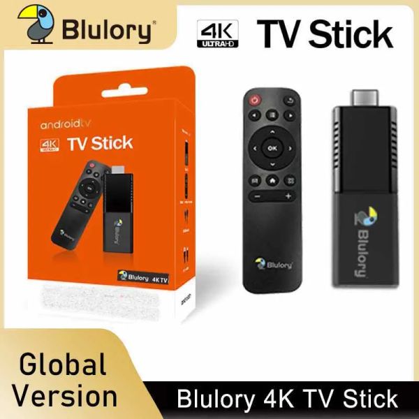 Caixa Global Version Blulory 4K TV Stick 1 GB 8GB HDMI 2.0 Quadcore CPU Dualcore GPU HDR 10+ 4KP60 Android TV 10.0 WiFi 2.4g+ 5GHz