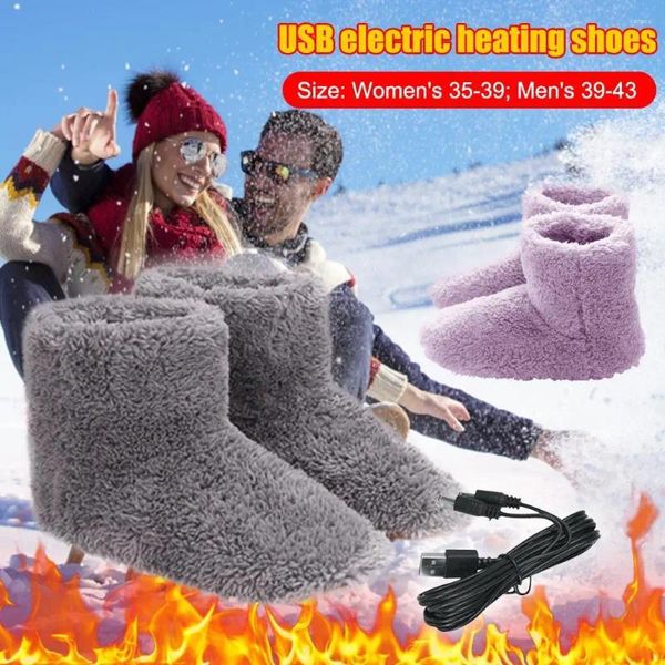 Teppiche super weicher Winter warmer Schneestiefel USB -Ladung Elektrische beheizte Schuhe Fußwärmer waschbar bequemes Plüschabdeckung