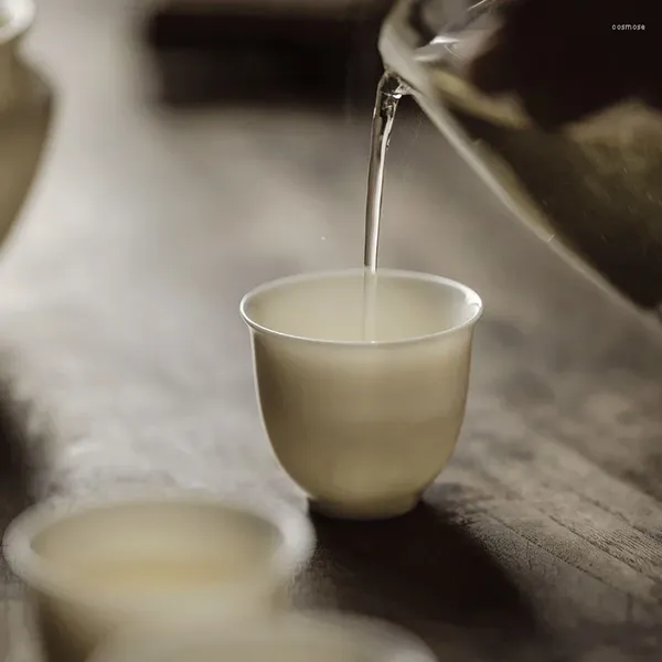 Tazze di piattino da 40 ml di tazza da tè sottile cinese set ciotola per la tè bianche in ceramica per artigianato in porcellana cerimonia