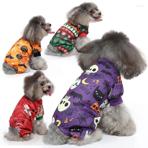 Abbigliamento per cani Abbigliamento Halloween Costume natalizio Pet Elf Pumpkin Purple Bat Chihuahua Quattro gambe tute calde