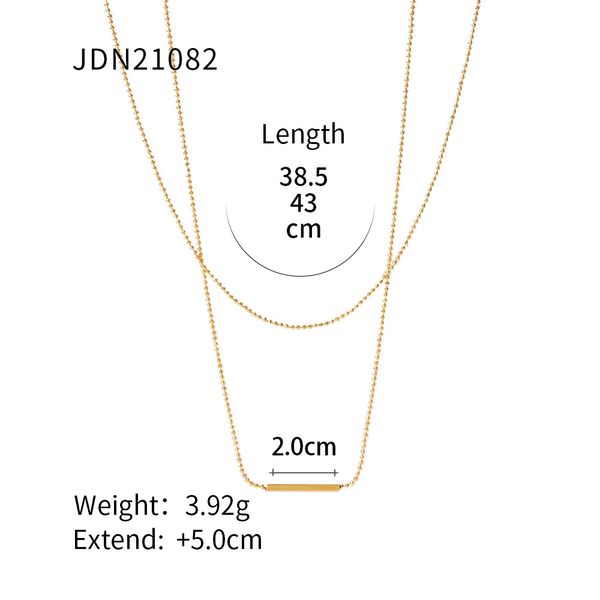 Designer Classic Double Layered Tbar Stick for Women Stainless Steel Gold Pendant Necklace Fading, Non Allergic Party_voghion.com