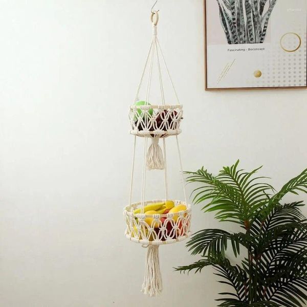 Dekorative Teller Küchenorganisator Home Decor Boho -Stil für Innenliebhaber Obstoor -Obstkorb Pflanzenregalhalter hängen hängen