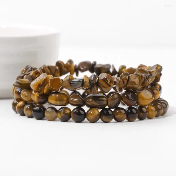 Strand 3pcs Tiger Eye Piet for Women Uomini Irregolare Quart Naturale Ametistasts Citrini perle fliorite Bracciale set di braccialetti