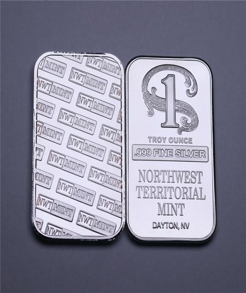 1 Troy onça 999 Barra de ouro de prata fina noroeste Teeritorial Mint Silver Bar Silverplated Brass No Magnetism5368272