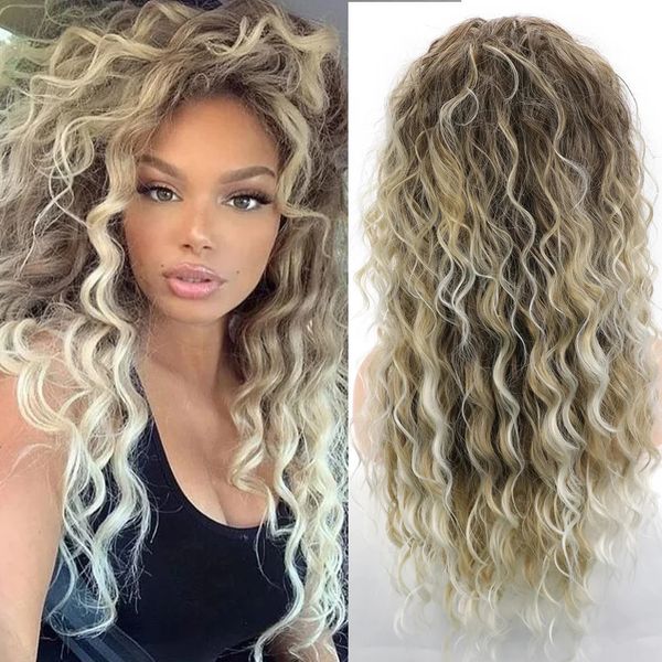 Long Curly Synthetic Synthetic Wig Cabeça Africano Pequeno Curly Fluffy Wig Wig Capa 240412