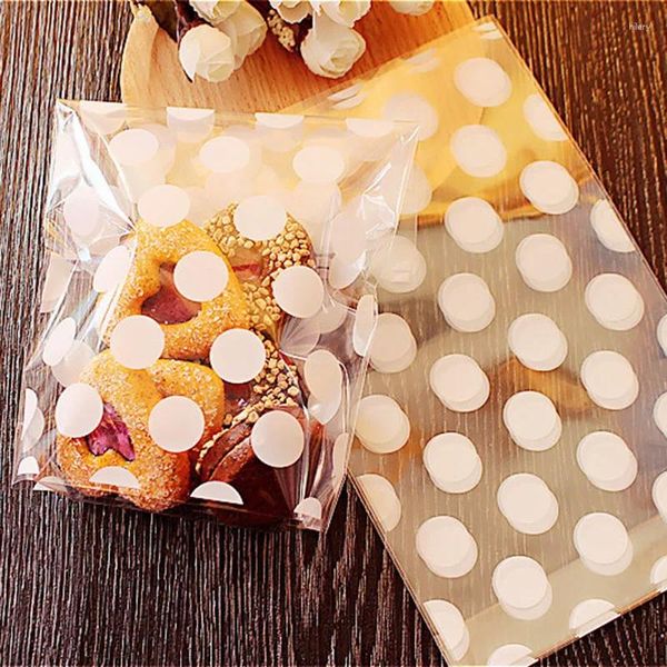 Wrap regalo 100 pezzi Polka bianchi Punti in plastica in plastica Clear Plastic per feste di Natale Sacchetti di imballaggio in sapone fatto da cibo per cibo