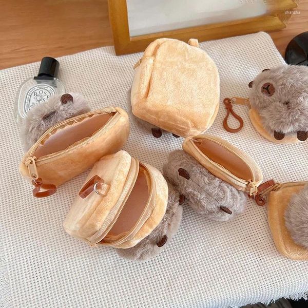 Depolama çantaları sevimli kulaklık küçük şey peluş para çantası anahtar mücevher mini çanta kese kawaii seyahat dekorasyonları öğesi