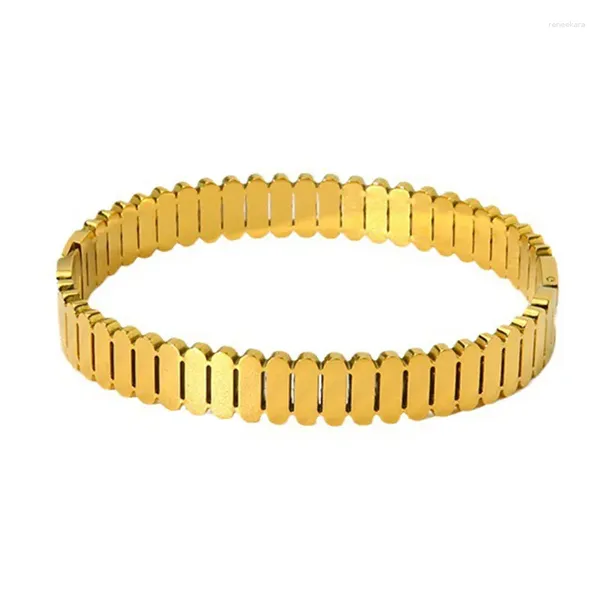 Link-Armbänder Europäische und amerikanische INS-Stil Geometrische Uhrengurtschnalle Armband 18K Gold plattierte Titanstahlbänder