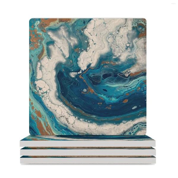 Tavolino tavoli turbolenti coate di ceramica fluido del mare arte (quadrato) TEA TEA CUPS TILE TAGLE SET