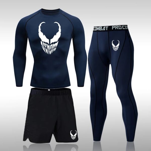 Устанавливает мужские сжатие MMA Set Set Suit Quick Dry Sports Suits, пробегая бегущий набор Rashgard Gym Clothing Men Fitness Trabour