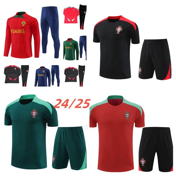 2024 2025 Portogallo Joao Felix Men and Kids Short ShortSuits Tracksuit Football Training Allening Stupt Neves Bruno Ronaldo Fernandes 24 25 Portogallo Set di felpe