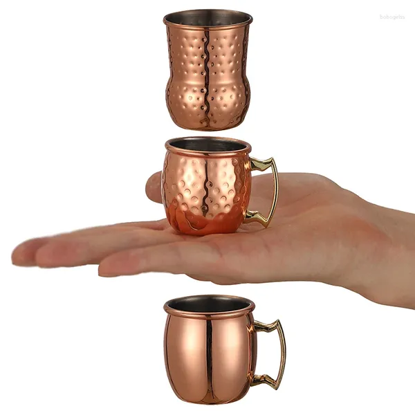 Massen 6pcs Mini Hämmerte Moskauer Maultier -Tasse Espresso -Brille: niedlich 2oz für Bar |Set von 6 -Copper plattiert