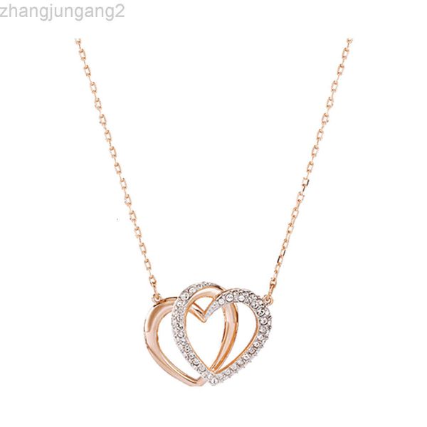 Designer swarovskis gioielli shi jia 1 1 modello originale cuore accompagnato caltolo collana a forma di cuore elemento femminile catena del cuore cristallino femmina rappresentante