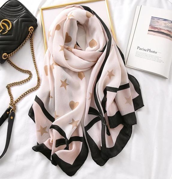 SARVE Designer Star Heart Print Women Shable украл шарф розовый большой хиджаб шрамы для дам