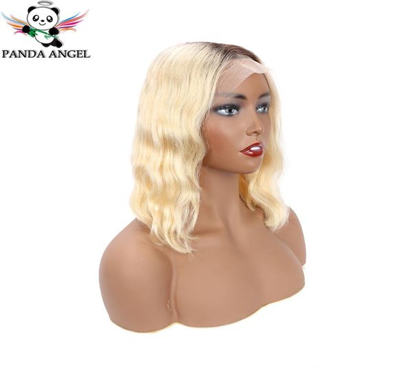 Wave 1B613 Blonde kurze Bob -Perücken 1B Purpur Neon Pink Brasilian Remy 134 Spitzenfront menschliche Haare Bob Wigs für Frauen Panda8550955