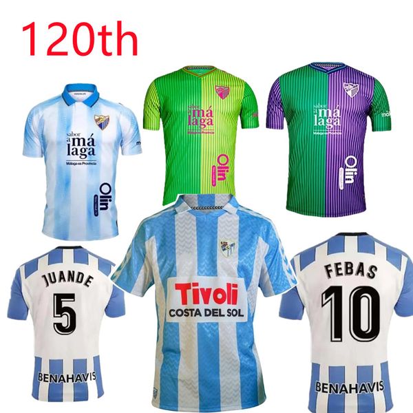 23/24 CF Malaga Soccer 120 Aniversario Formaları Uzak Juanpi Luis Munoz Febas Adrian T Burgos Casas Juankar Camiseta de Futbol Juande Febas Üniformaları Erkek Çocuk Kiti Kiti