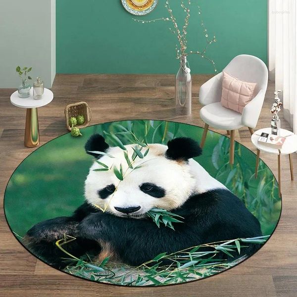 Teppiche süßer Riese Panda Druckmuster kreisförmiger Boden Matte Kawaii Dekorative Teppich Haus Wohnzimmer Dekoration Anti Slip