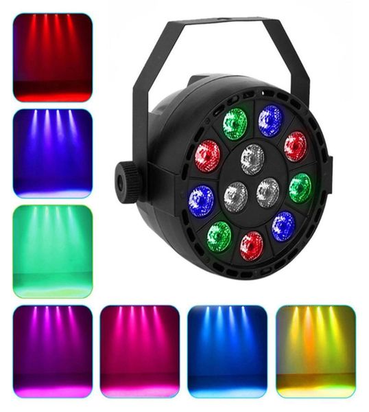 12 LEDs RGB Color Mixing Parlamp 8ch Voice Activated Bühnenlicht LED Flach für DJ Hochzeitsfeiern Urlaub Stufe Licht Projektor3106153