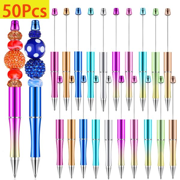 Pens 50pcs Plastica per tallone per tallone per tallone inchiostro nero Ballpoint fai da te Making Penne per donne Studenti Studenti Scuola 10 Colori