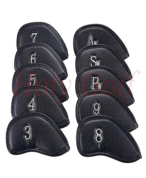 10pcsset Yeni Siyah Pu Golf Kulübü Demir Kafa Kapağı Headkovers8675696