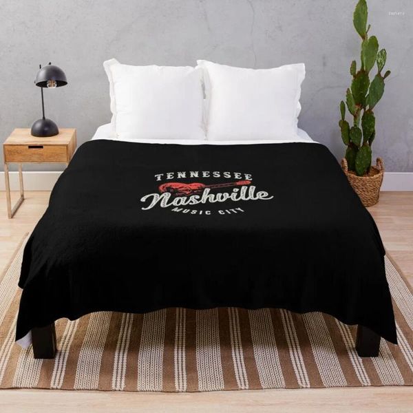 Decken Nashville Music City USA Gitarre Vintage Langarm T-Shirt Wurf Decke Manga für Baby Designer