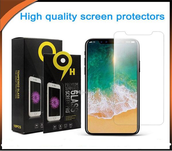 Protettore dello schermo 9H di alta qualità per iPhone 13 Pro Max 12 11 XS XR Glass a tende arco grande Samsung A13 LG Aristo 6 Moto G Stylus 7044100