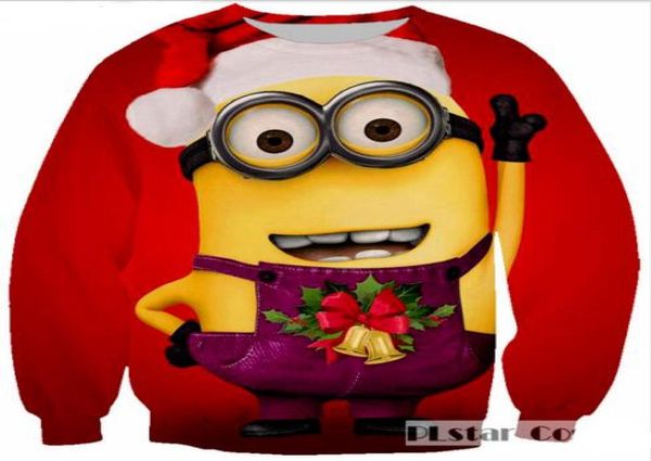 Neue Modepaare Männer Frauen Unisex Weihnachten Minion Lustiger 3D -Druck Sweatshirt Hoodies Outdoors WW1125510625