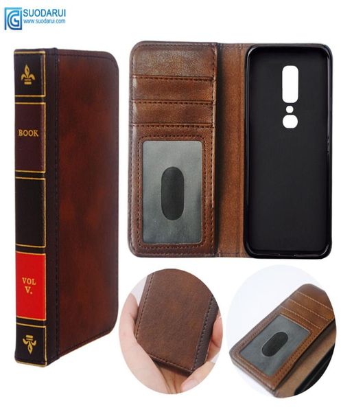 Case di telefonia cellulare in pelle Flip per OnePlus 6 Cover Wormet Bible Bible Book Business Bouch7992252