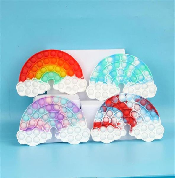 Rainbow Sensory Toys Rainbow Puzzle Toy Tie Tinte Push Bubble Childre