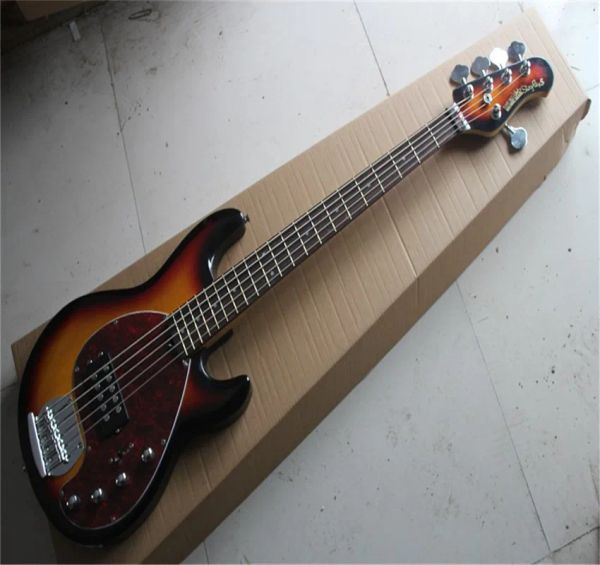 Гитара Бесплатная доставка горячая продажа эрни балл Мужчина Человек Стинг Рэй 5 Строки 9 В Активный пикап Sunburst Electric Bass Guitar
