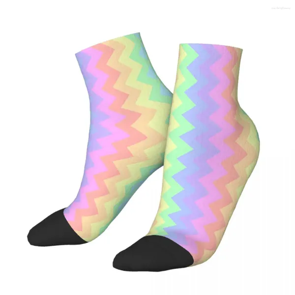 Herrensocken wellige Textur Regenbogen gestreifter Knöchel Männliche Männer Frauen Herbststrümpfe Harajuku