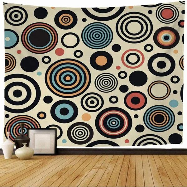 Wandteppiche Geometrische Wandteppiche Retro Geometriekreis Modernes abstraktes Kunstdekoration Wand Hanging für Schlafzimmer Wohnzimmerwohnheim