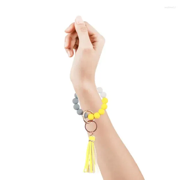 Estatuetas decorativas pulset keychain de chaves de tecelão com miçangas com as chaves do carro portátil para mulheres para mulheres