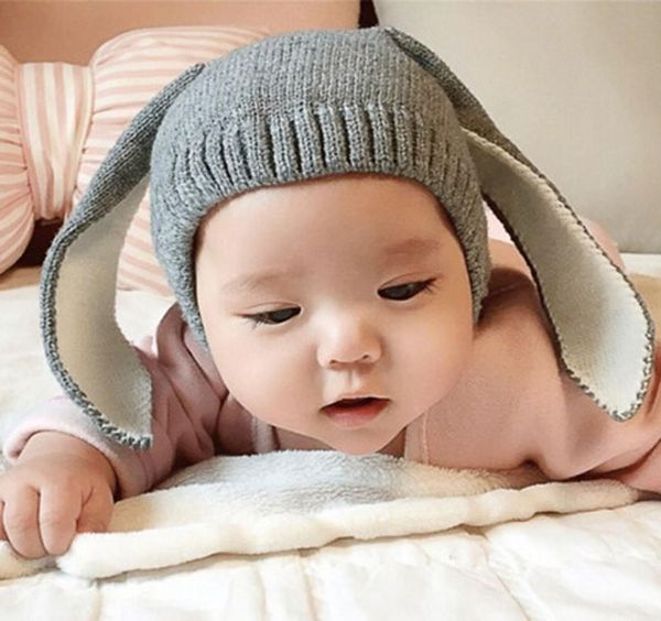 Autumn Winter Toddler bambino a maglia cappello da bambino adorabile coniglio Long Ear Hat Cap Capita di coniglietti PO POPS6004668