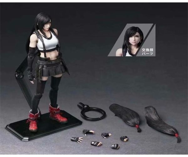 28cm Play Arts Kai Final Fantasy VII Figura Tifa Lockhart PVC Ação Figura Movável Joint Tifa Lockhart Colete brinquedos e presentes Y129324627