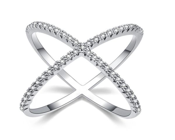 Design Micro pavimentazione di lusso di lussuoso Impostazione di anelli di dito a forma di X Gioielli per le donne per donne9557343