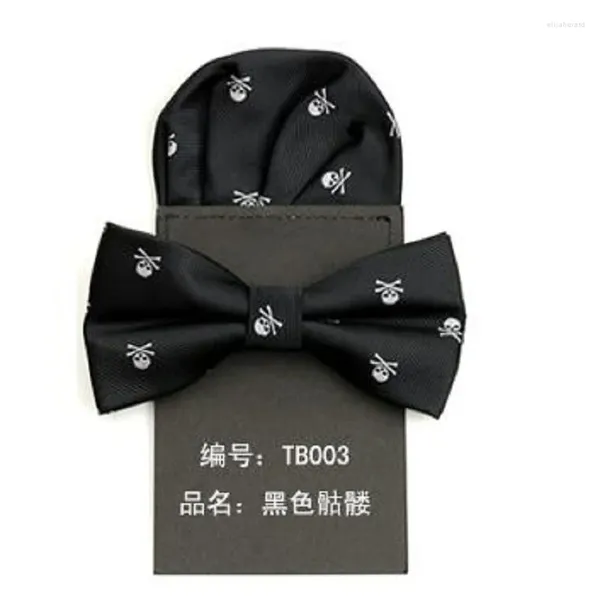 Bow Ties 2024 Dot Skull Bowtie for Men Gravata Pocket Square Set Set di fatture Regalo per feste di matrimonio