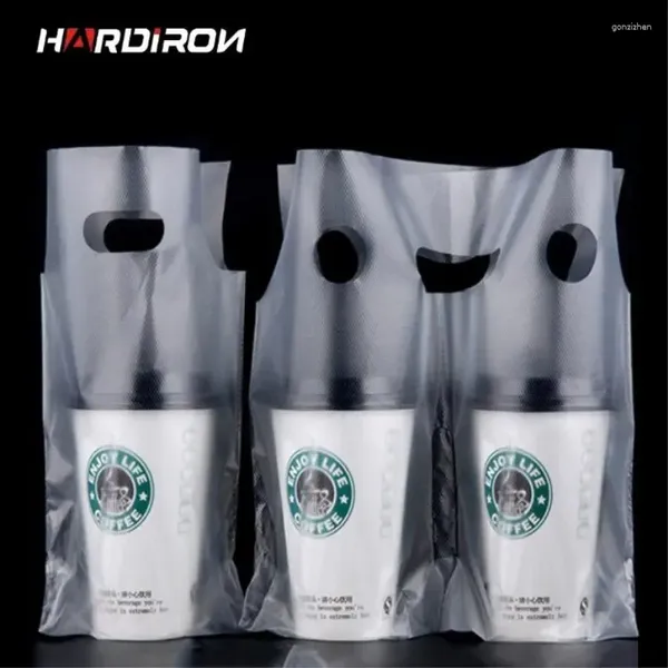 Сумки для хранения прозрачная сока обрабатывают кофейную сумку белый прозрачный карман с двойной чашкой пластиковой кокес