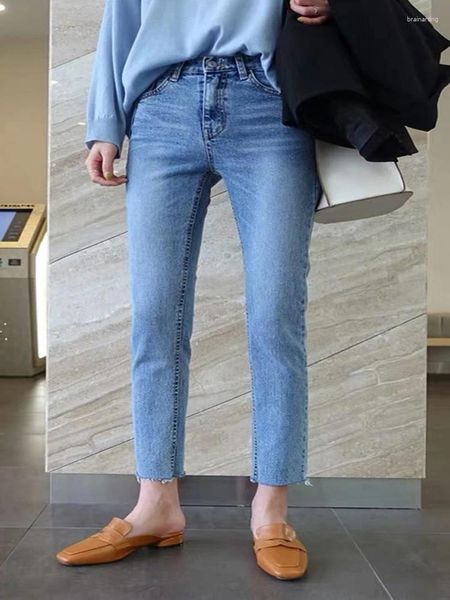 Frauen Jeans hellblau gerade 2024 Frühling Herbst Slouchy Jeanshose für Frauen Cargo Hosen Streetwear Japanisch Y2K