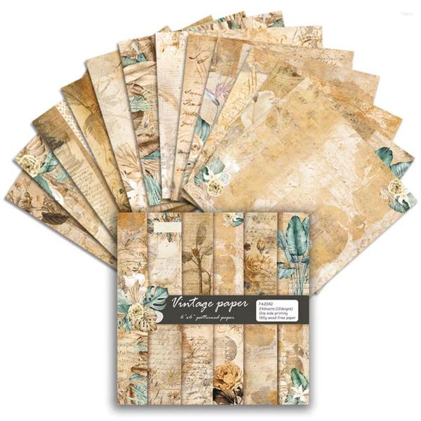 Подарочная упаковка Alinacutle Flower Vintage Paper Pack 24 листы 6 