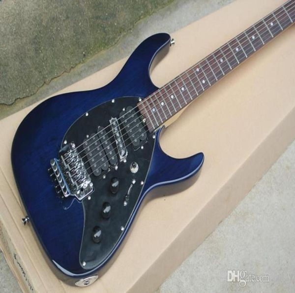 Werksfabrik Ganzes dunkelblaue Body E -Gitarre mit Floyd Rose22 FRETSBLACK Pickguardoffer Customized4566903