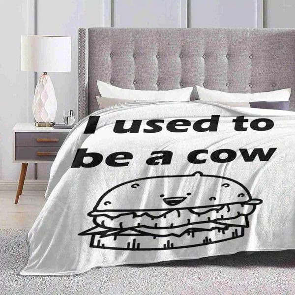 Cobertores ADSF-Eu costumava ser um design criativo de vaca Light Fin Soft Flannel Blanket engraçado ASDF Filmes Black White Text Humor simples