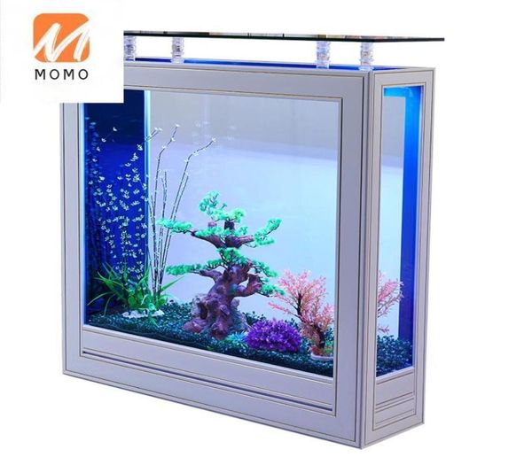 Aquários leves de tanque de peixes de luxo piso para casa grande subárea mídia telas aquário de vidro mudanças ecológicas water2227691