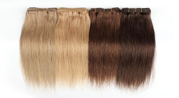 KISSHAIR 7PCSSET -Clip in Haarverlängerung 4 Dunkelbraun 27 Honigblond 30 mittelgroß