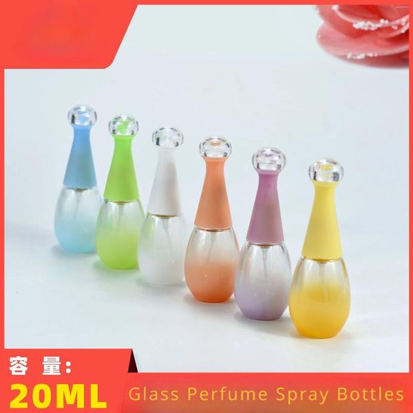 Garrafas de armazenamento spray de perfume de vidro pequeno em cores doces de 20 ml para óleos ou perfumes essenciais recipientes cosméticos coloridos garrafa vazia