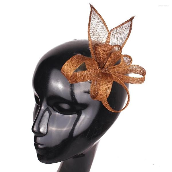 Boinas, senhoras amarelas chiques fascinador chapéu headwear moda feminino festa de casamento elegante fascinadores de penas acessórios para cabelos