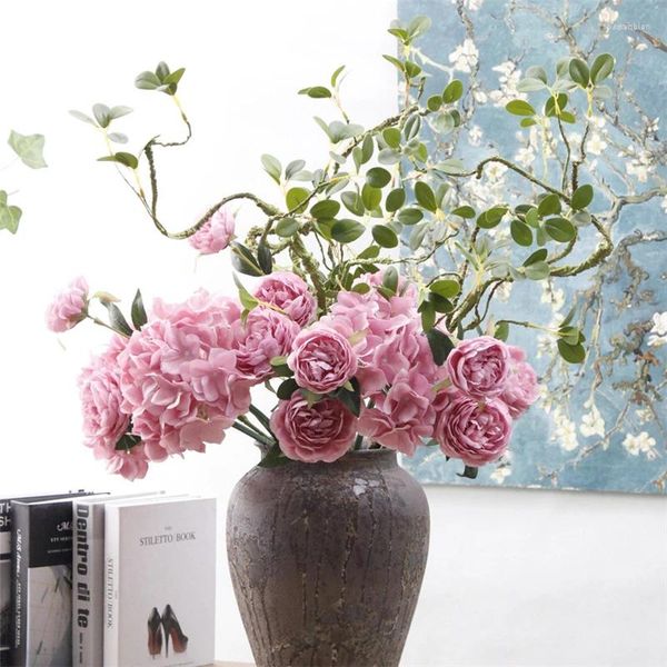 Fiori decorativi simulati viola Mille-strato di bellezza Tea Rosa piante artificiali Bonsai Calystegia Sepium Disterni per la festa della casa