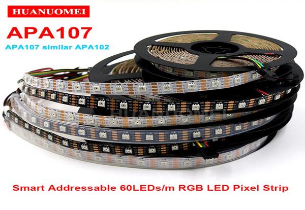 5V 60LEDSM APA107 DIGITAL LED APA102 5050 SMD RGB Pixel Fita Flexível Endereço TV Christmas Light Whiteblack PCB IP20I8465236